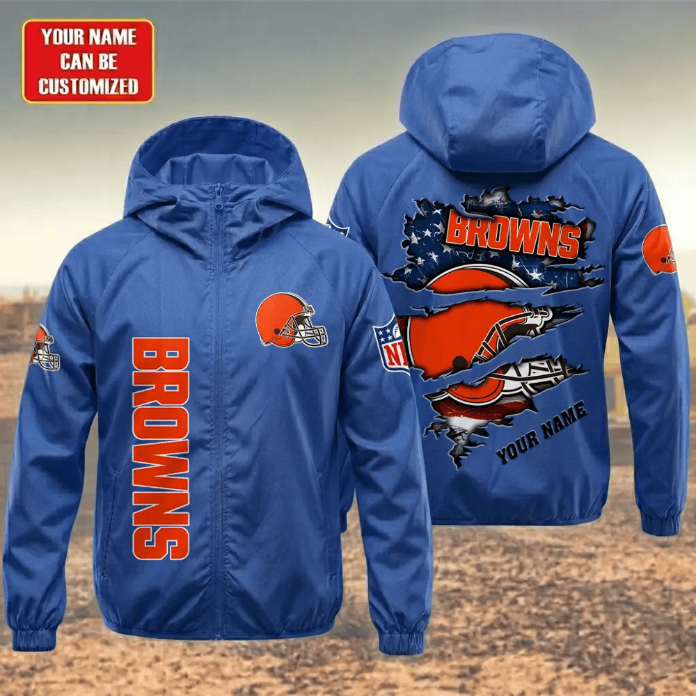 Cleveland Browns Hooded Full Zip Windbreaker Jacket Pr7qll