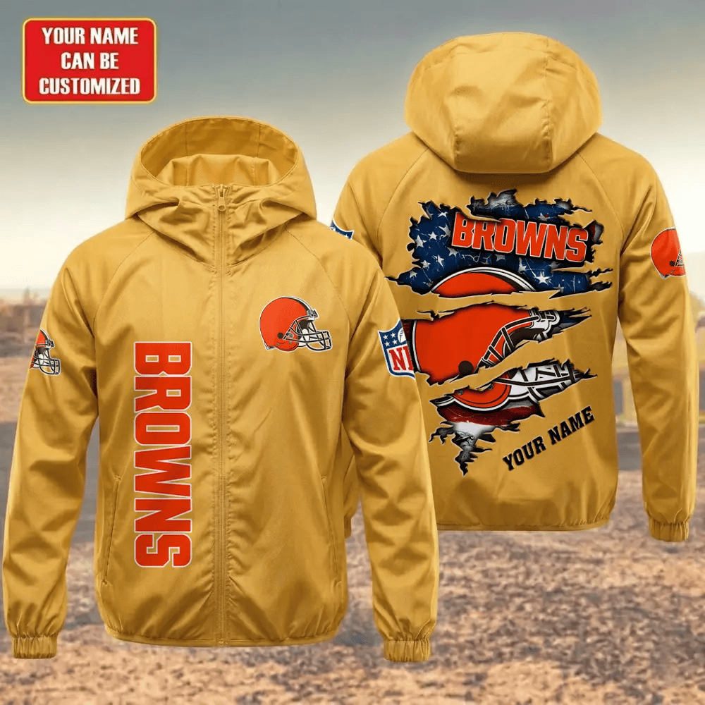 Cleveland Browns Hooded Full Zip Windbreaker Jacket Pr7qll