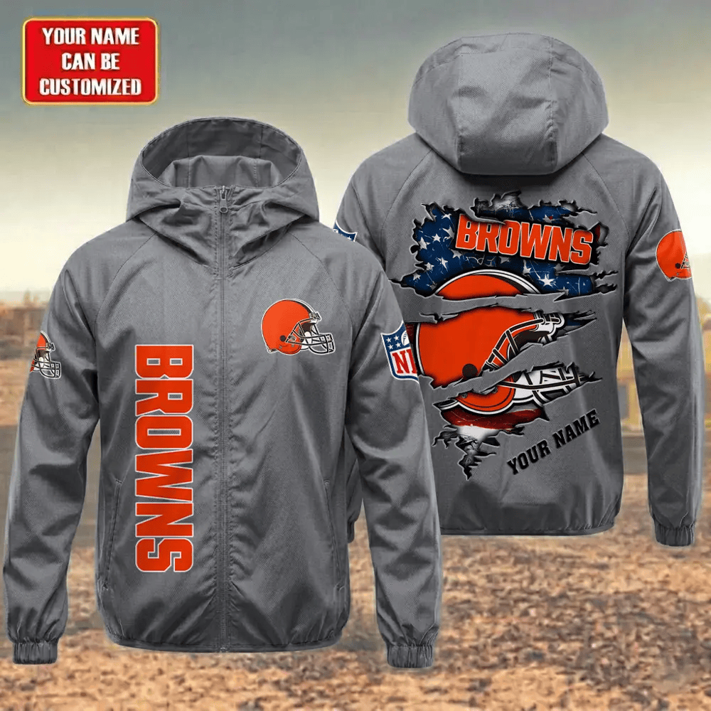 Cleveland Browns Hooded Full Zip Windbreaker Jacket Pr7qll
