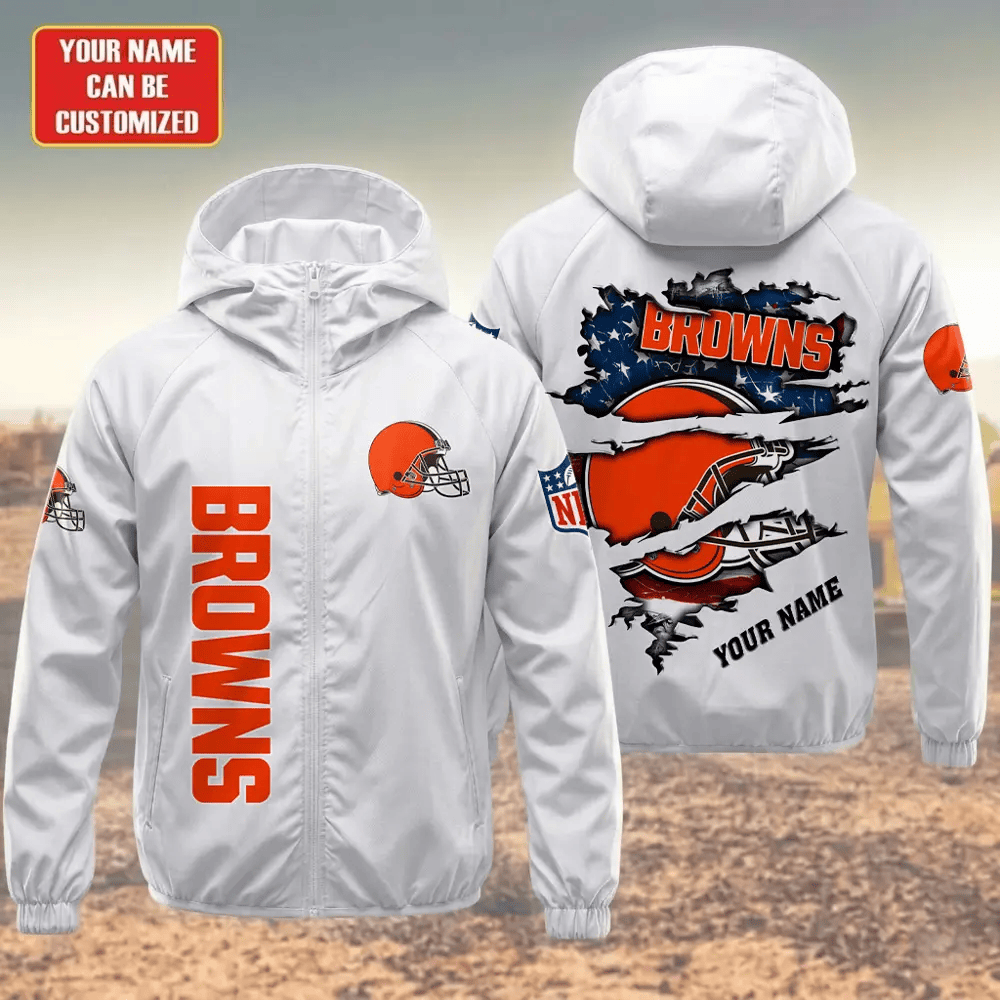 Cleveland Browns Hooded Full Zip Windbreaker Jacket Pr7qll
