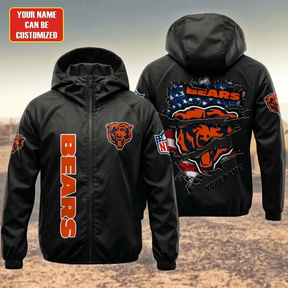 Chicago Bears Hooded Full Zip Windbreaker Jacket Pmwbp8
