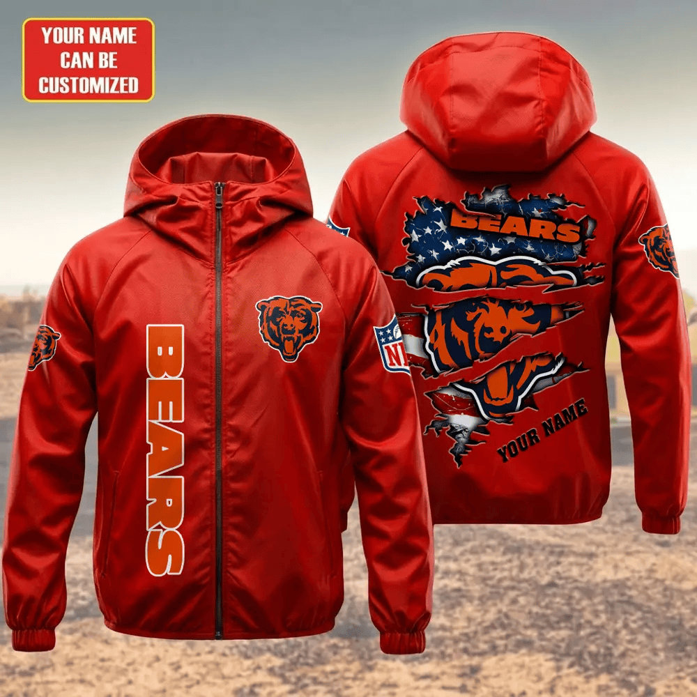 Chicago Bears Hooded Full Zip Windbreaker Jacket Pmwbp8