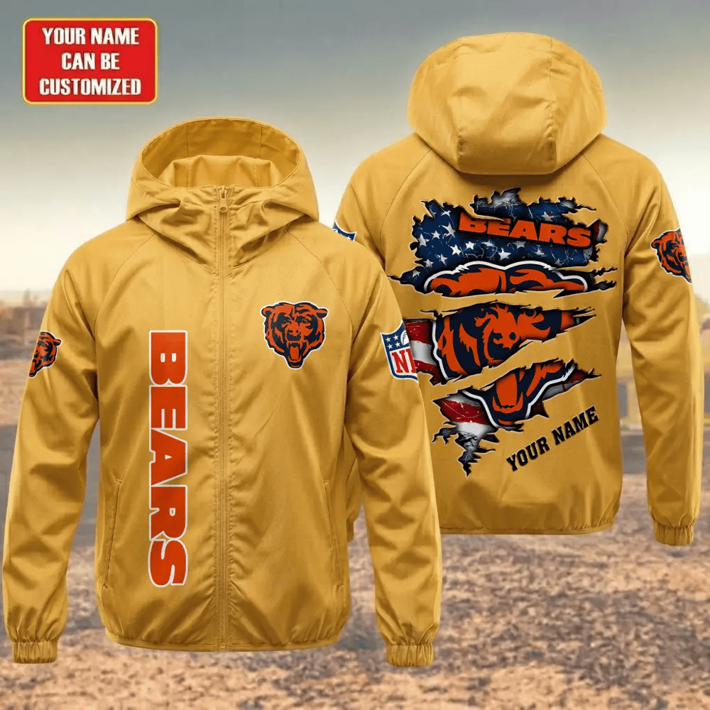 Chicago Bears Hooded Full Zip Windbreaker Jacket Pmwbp8