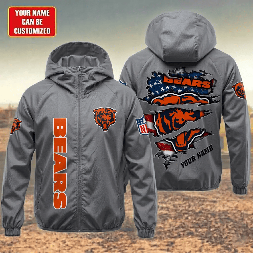 Chicago Bears Hooded Full Zip Windbreaker Jacket Pmwbp8