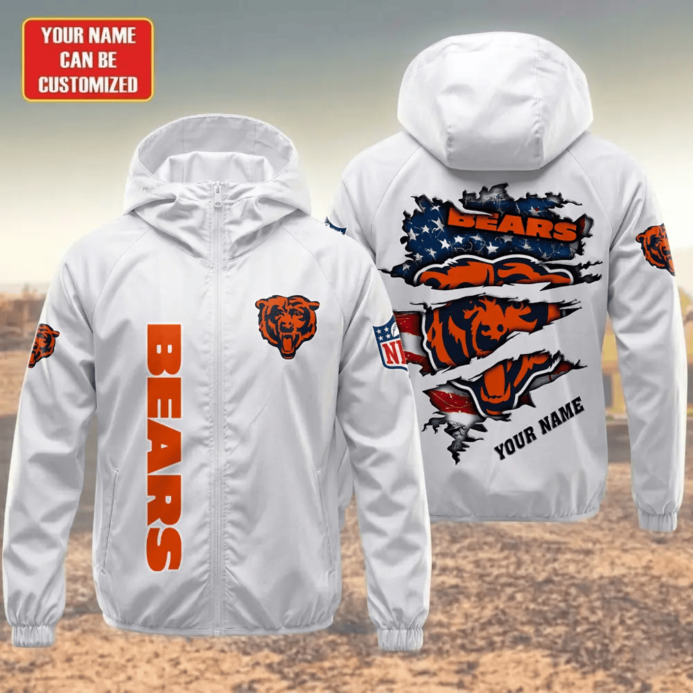 Chicago Bears Hooded Full Zip Windbreaker Jacket Pmwbp8