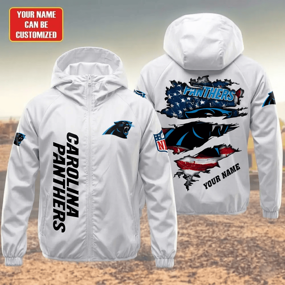 Carolina Panthers Hooded Full Zip Windbreaker Jacket Phdhhs