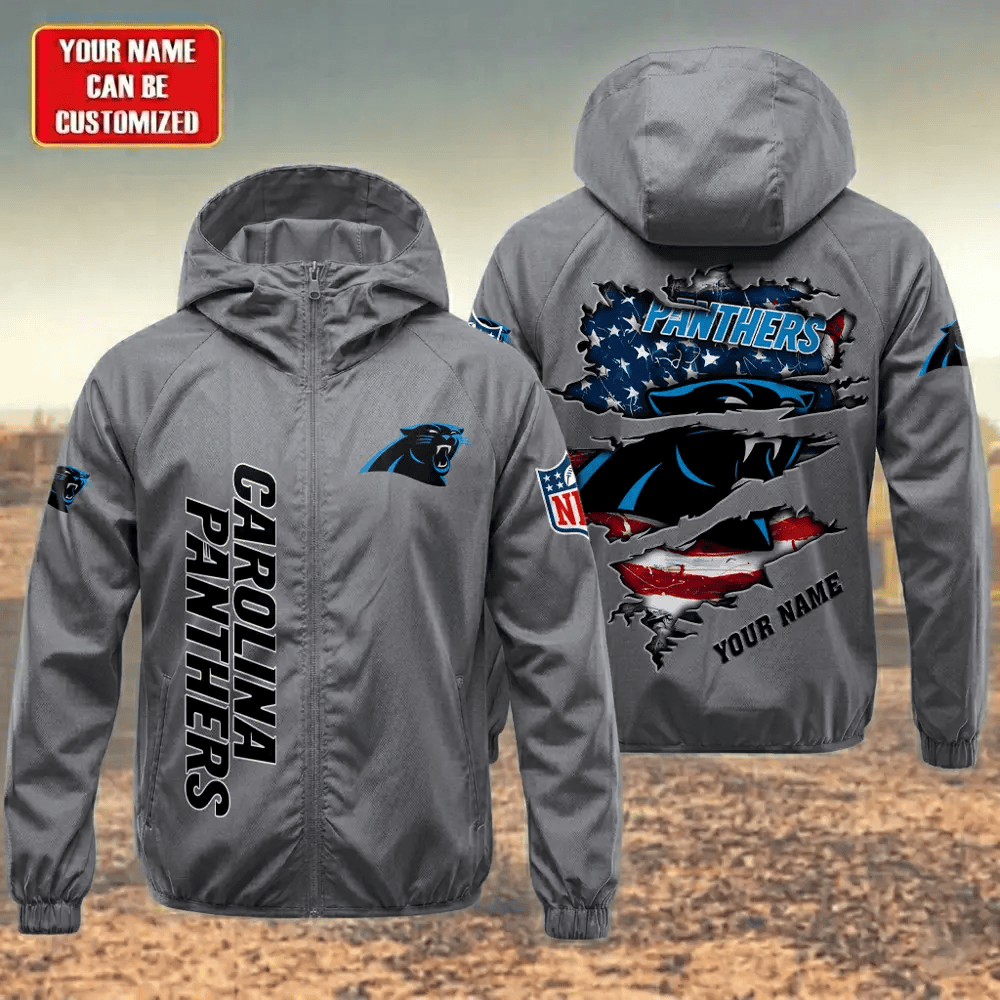 Carolina Panthers Hooded Full Zip Windbreaker Jacket Phdhhs
