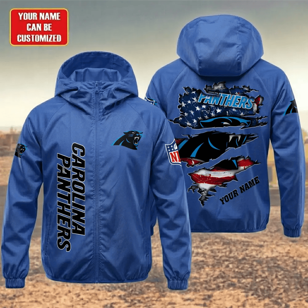 Carolina Panthers Hooded Full Zip Windbreaker Jacket Phdhhs