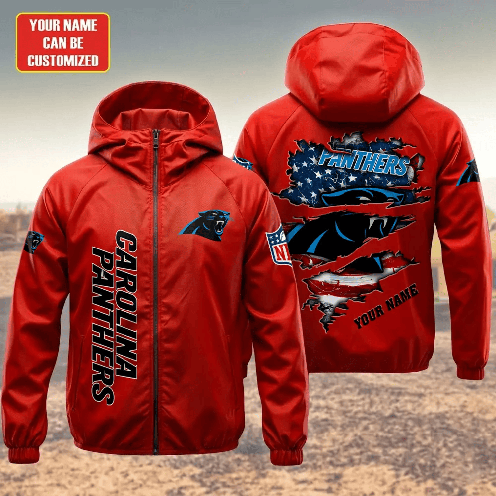 Carolina Panthers Hooded Full Zip Windbreaker Jacket Phdhhs