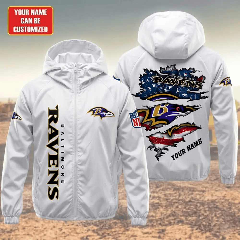 Baltimore Ravens Hooded Full Zip Windbreaker Jacket Phr69v