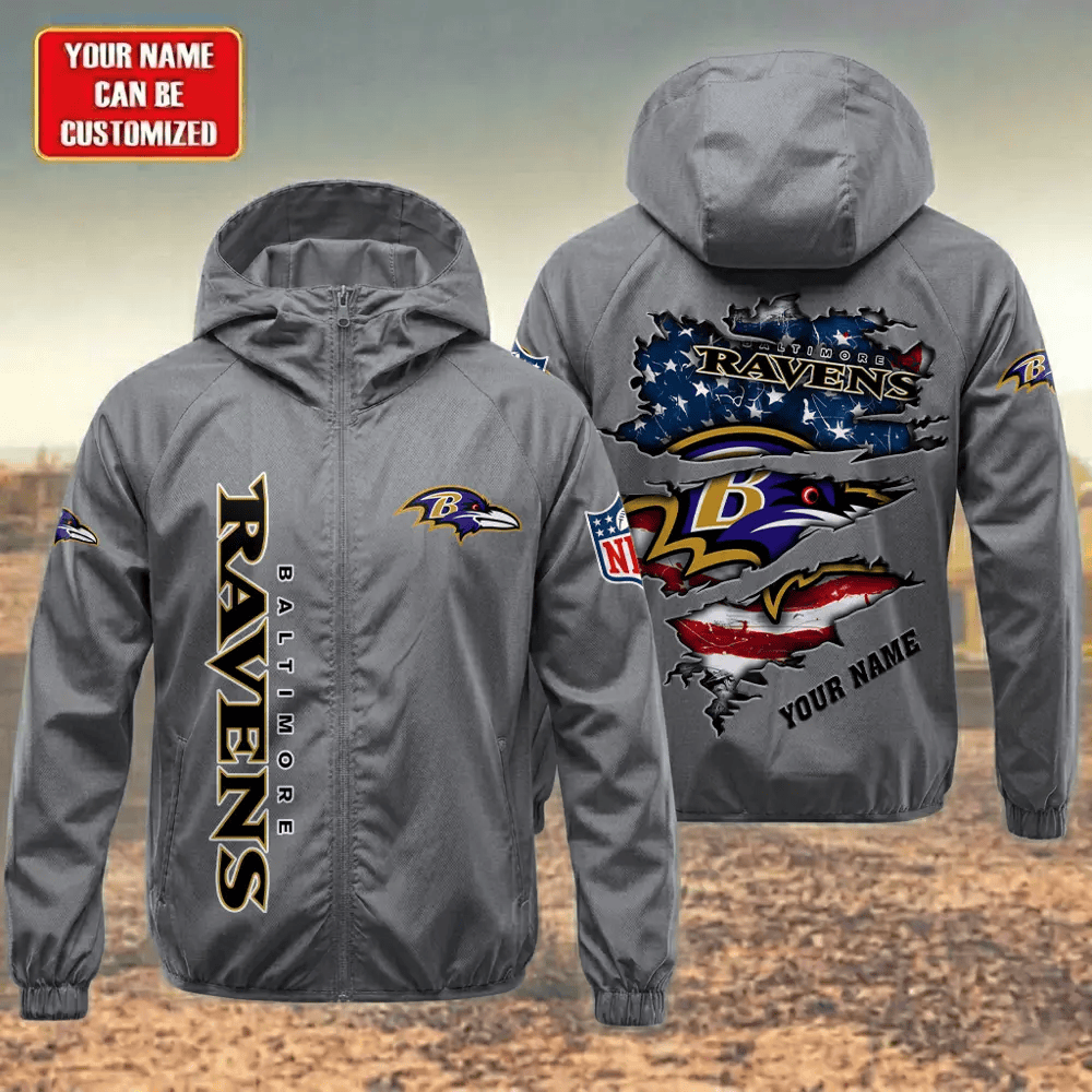 Baltimore Ravens Hooded Full Zip Windbreaker Jacket Phr69v