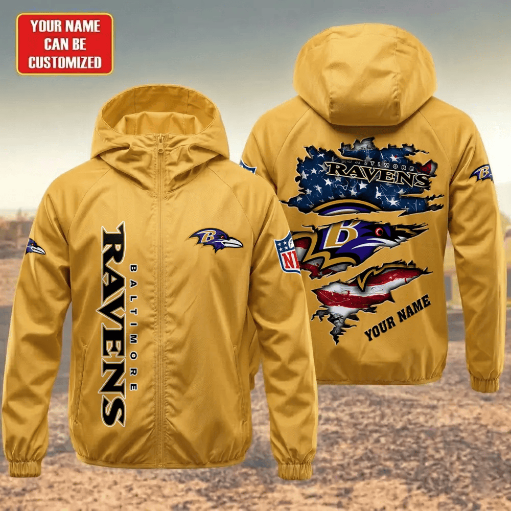 Baltimore Ravens Hooded Full Zip Windbreaker Jacket Phr69v