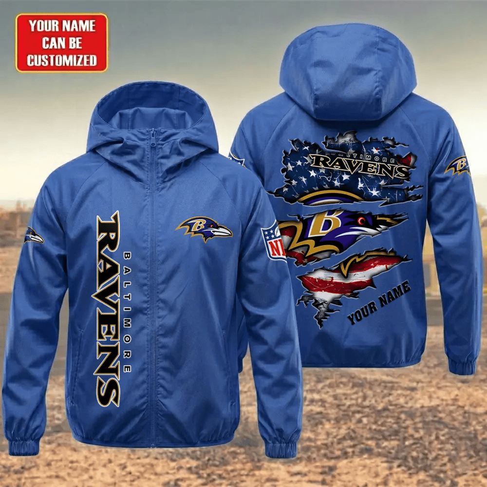 Baltimore Ravens Hooded Full Zip Windbreaker Jacket Phr69v