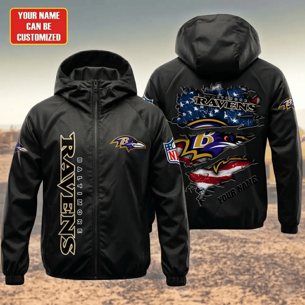 Baltimore Ravens Hooded Full Zip Windbreaker Jacket Phr69v