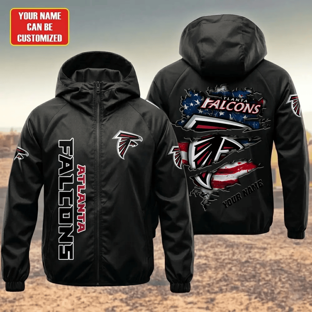 Atlanta Falcons Hooded Full Zip Windbreaker Jacket Pywtm2