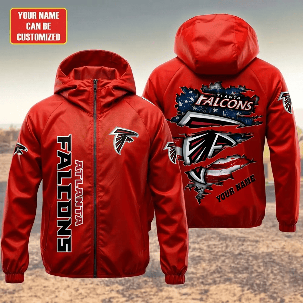 Atlanta Falcons Hooded Full Zip Windbreaker Jacket Pywtm2