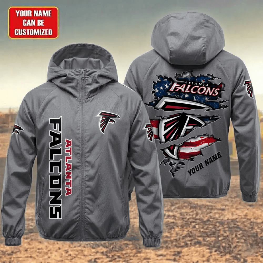 Atlanta Falcons Hooded Full Zip Windbreaker Jacket Pywtm2