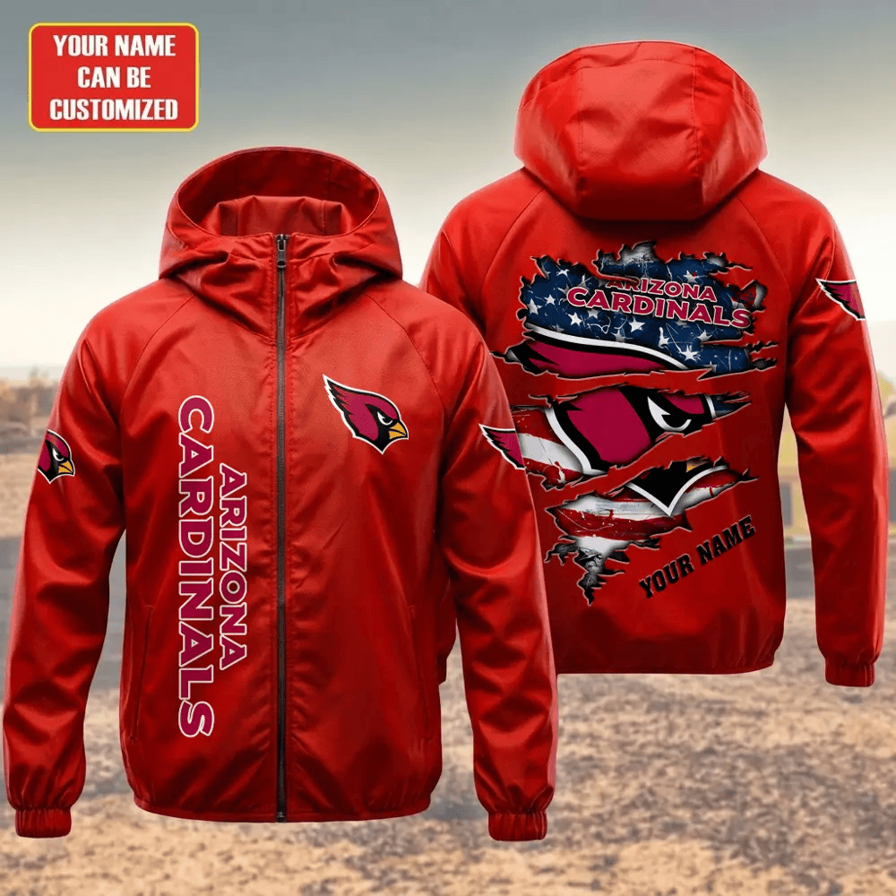 Arizona Cardinals Hooded Full Zip Windbreaker Jacket Pjdfy6