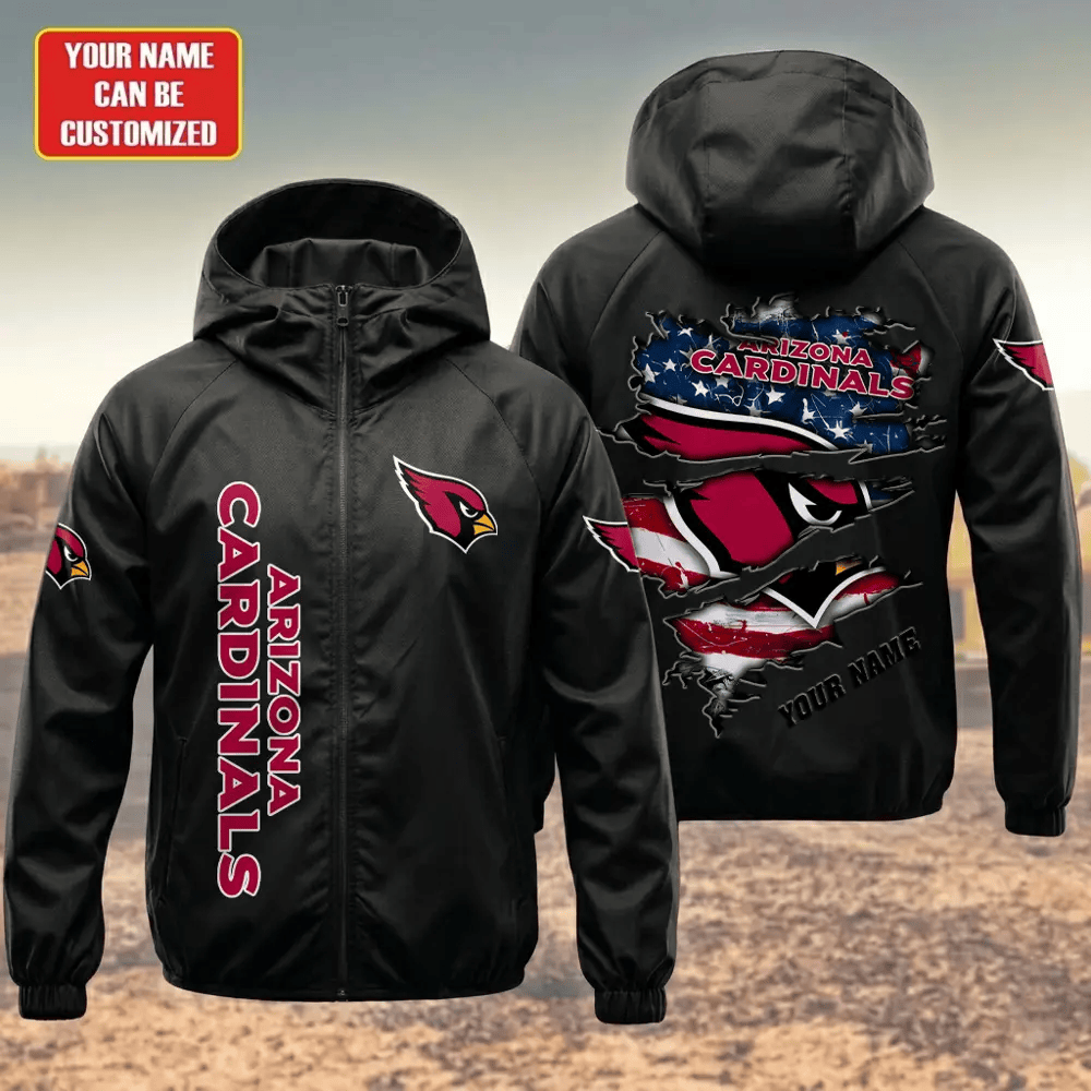 Arizona Cardinals Hooded Full Zip Windbreaker Jacket Pjdfy6