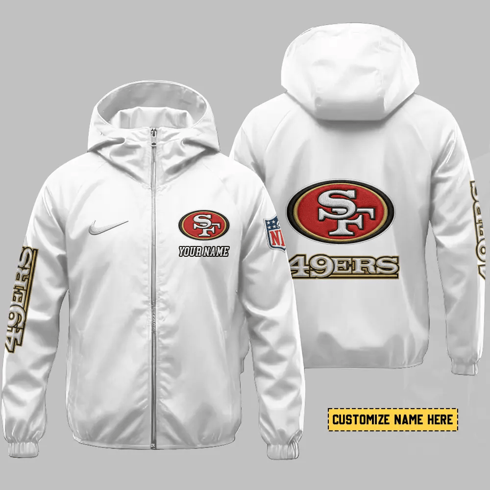 San Francisco 49ers Hooded Full Zip Windbreaker Jacket Plmx59