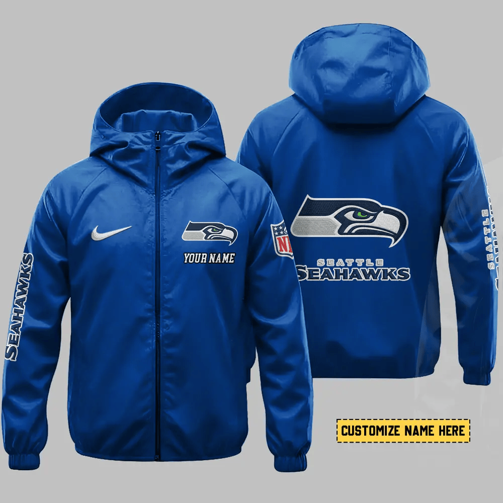 Seattle Seahawks Hooded Full Zip Windbreaker Jacket Pzlacm