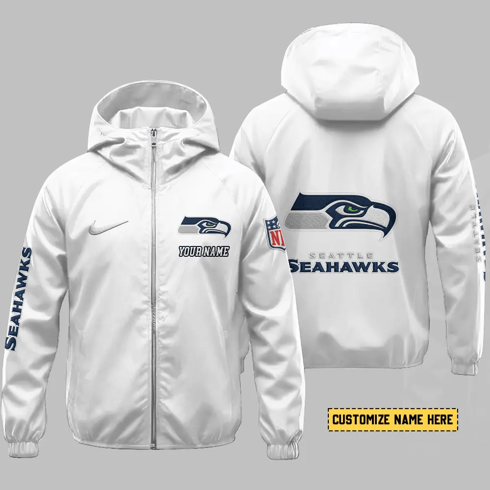 Seattle Seahawks Hooded Full Zip Windbreaker Jacket Pzlacm