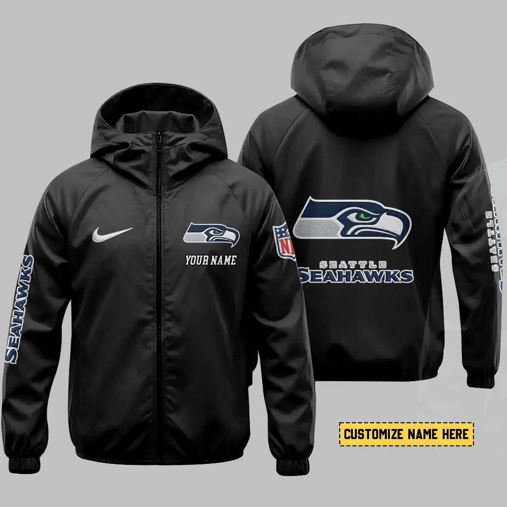 Seattle Seahawks Hooded Full Zip Windbreaker Jacket Pzlacm