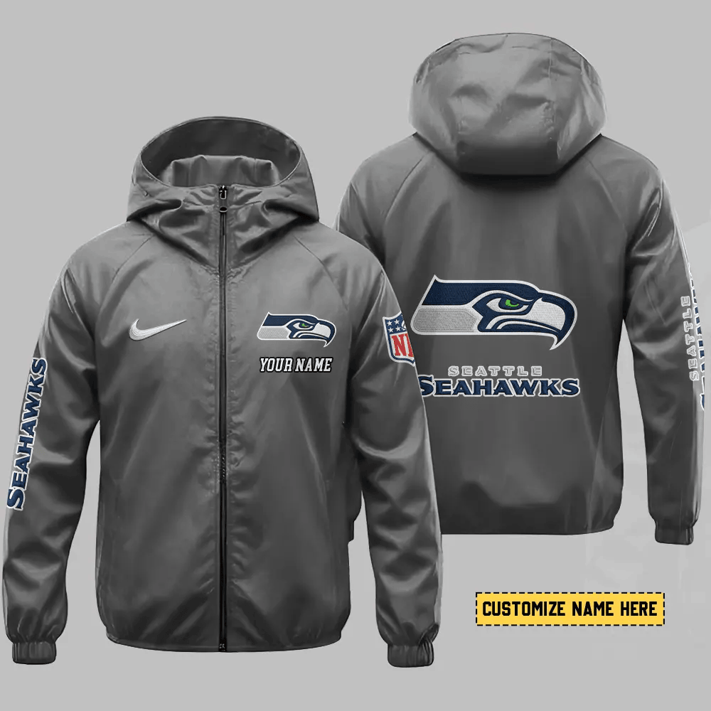 Seattle Seahawks Hooded Full Zip Windbreaker Jacket Pzlacm