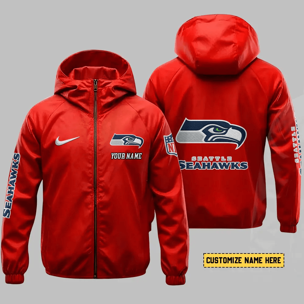 Seattle Seahawks Hooded Full Zip Windbreaker Jacket Pzlacm