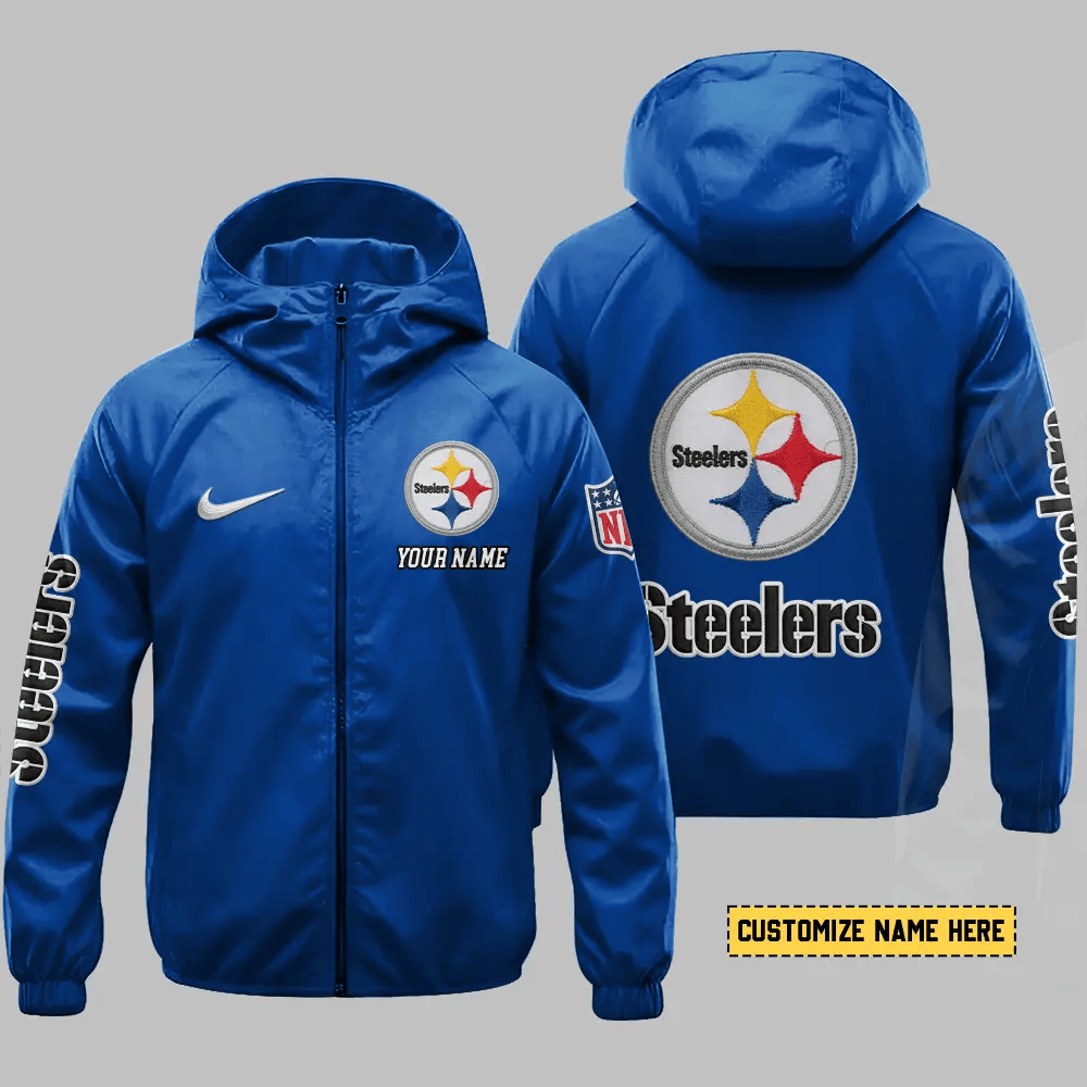 Pittsburgh Steelers Hooded Full Zip Windbreaker Jacket Pzysg7