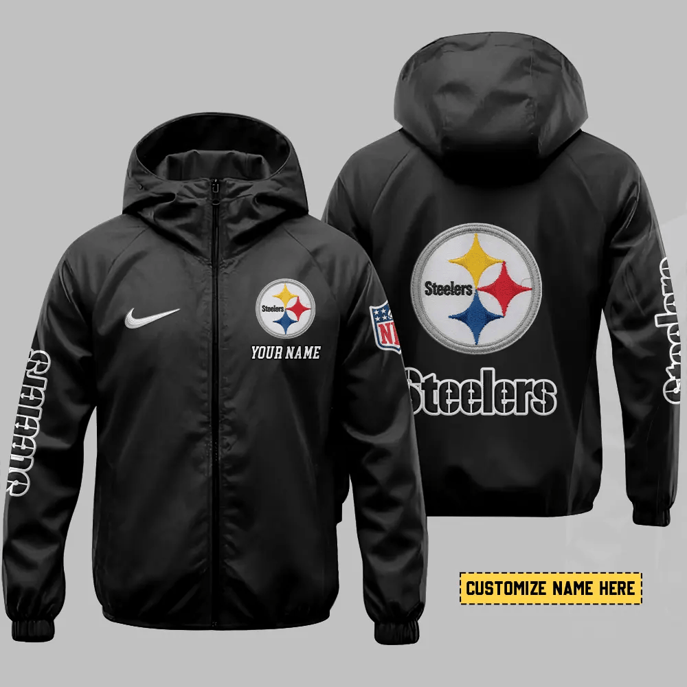 Pittsburgh Steelers Hooded Full Zip Windbreaker Jacket Pzysg7