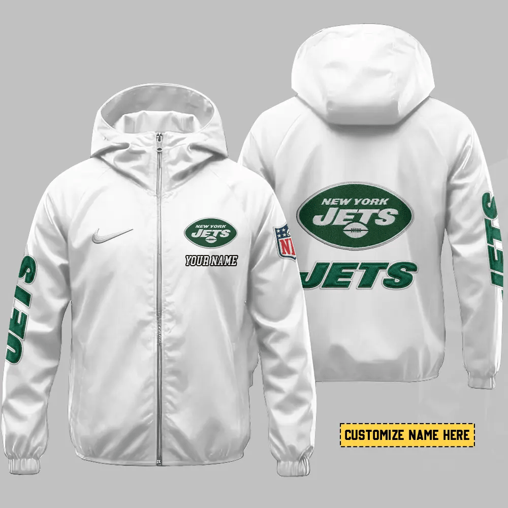 New York Jets Hooded Full Zip Windbreaker Jacket Pldzkb