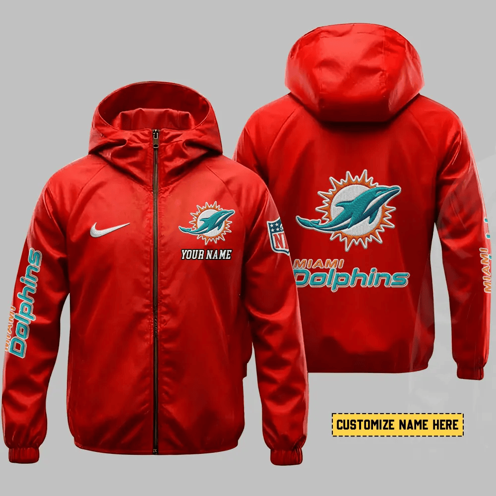 Miami Dolphins Hooded Full Zip Windbreaker Jacket P77fkv