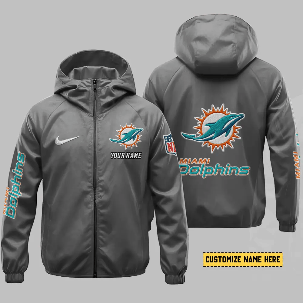 Miami Dolphins Hooded Full Zip Windbreaker Jacket P77fkv