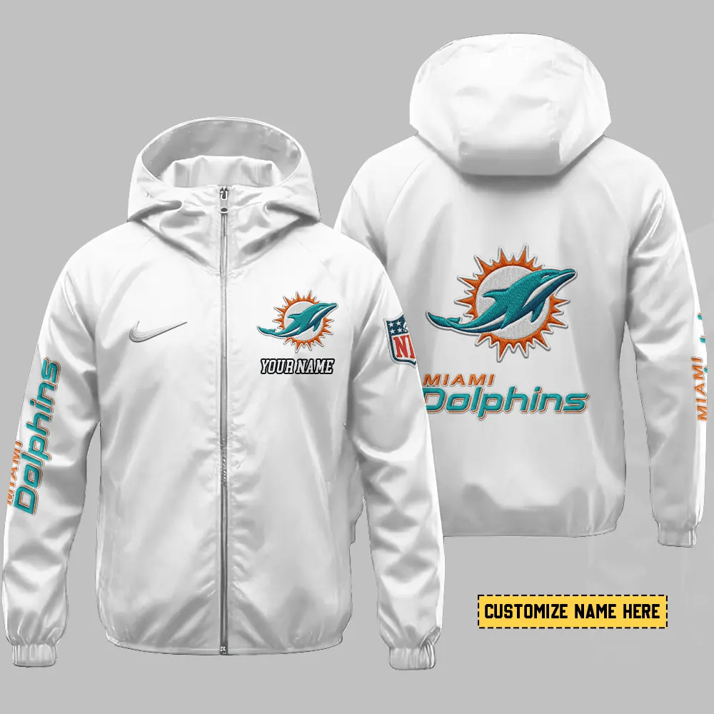 Miami Dolphins Hooded Full Zip Windbreaker Jacket P77fkv