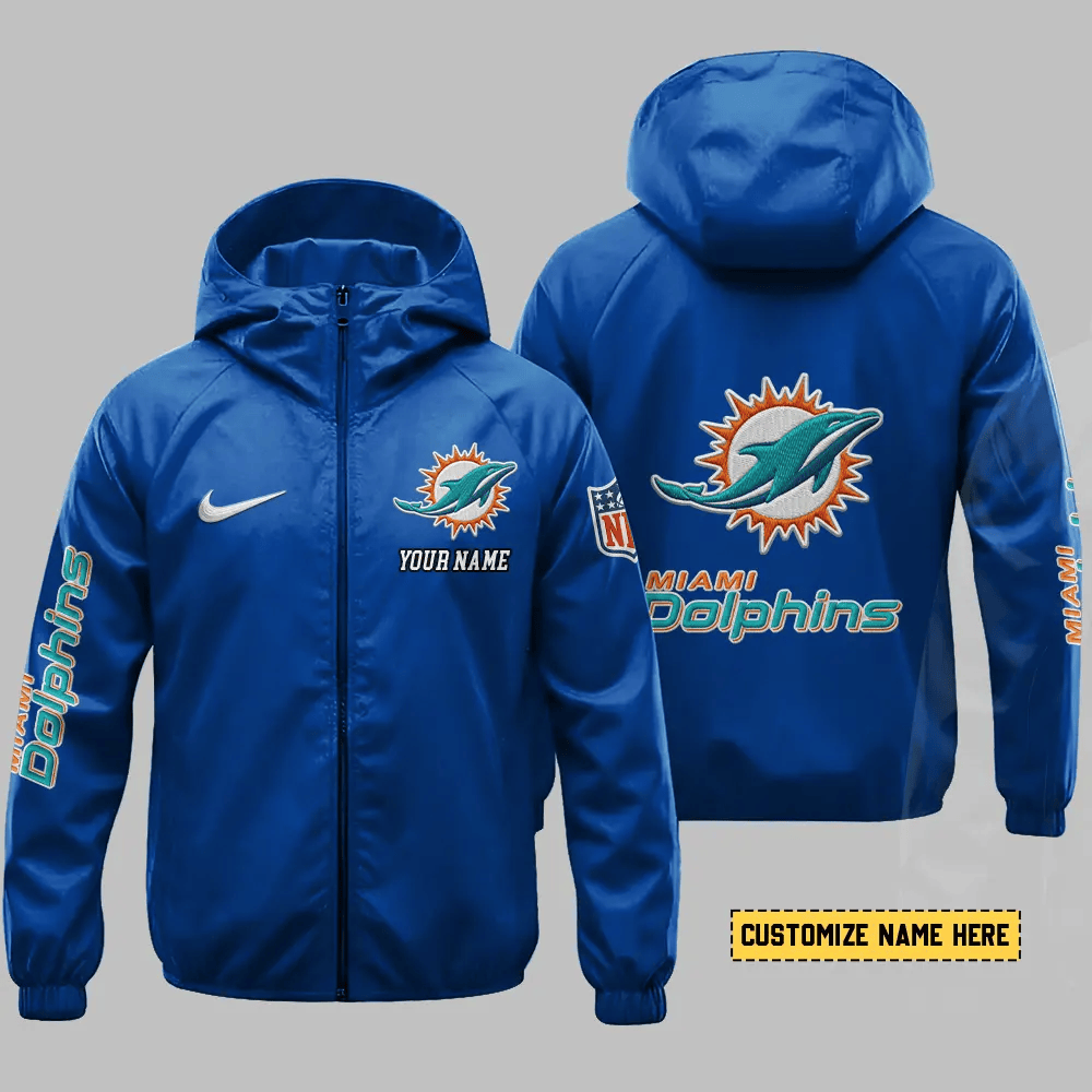 Miami Dolphins Hooded Full Zip Windbreaker Jacket P77fkv