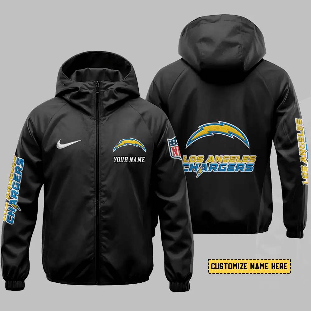 Los Angeles Chargers Hooded Full Zip Windbreaker Jacket Przq9k