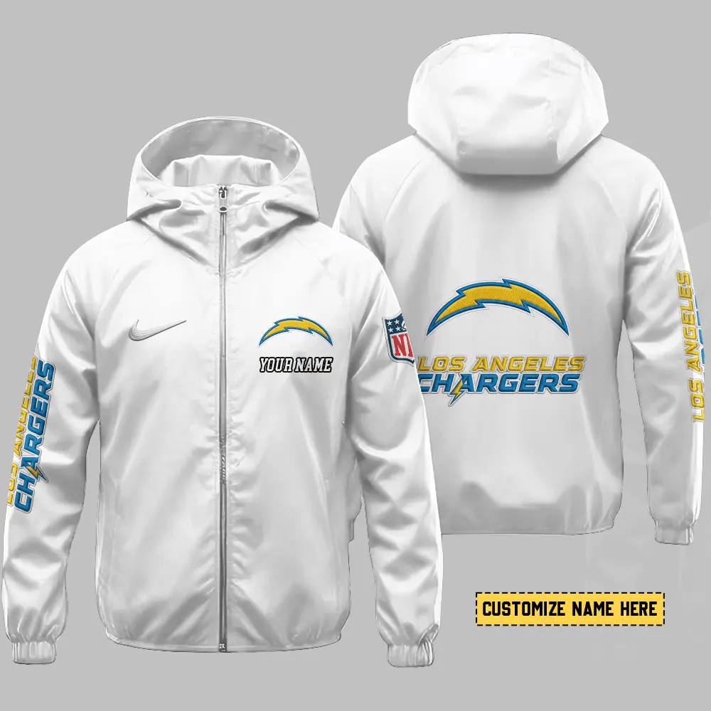 Los Angeles Chargers Hooded Full Zip Windbreaker Jacket Przq9k