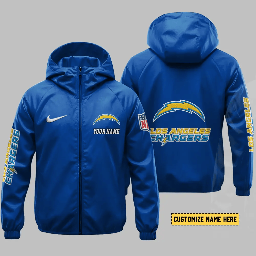 Los Angeles Chargers Hooded Full Zip Windbreaker Jacket Przq9k