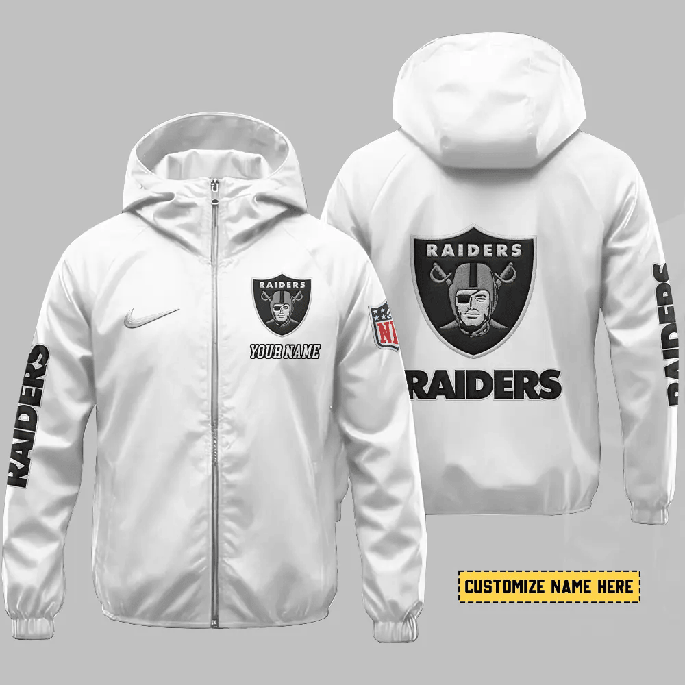 Las Vegas Raiders Hooded Full Zip Windbreaker Jacket Pm8qtc