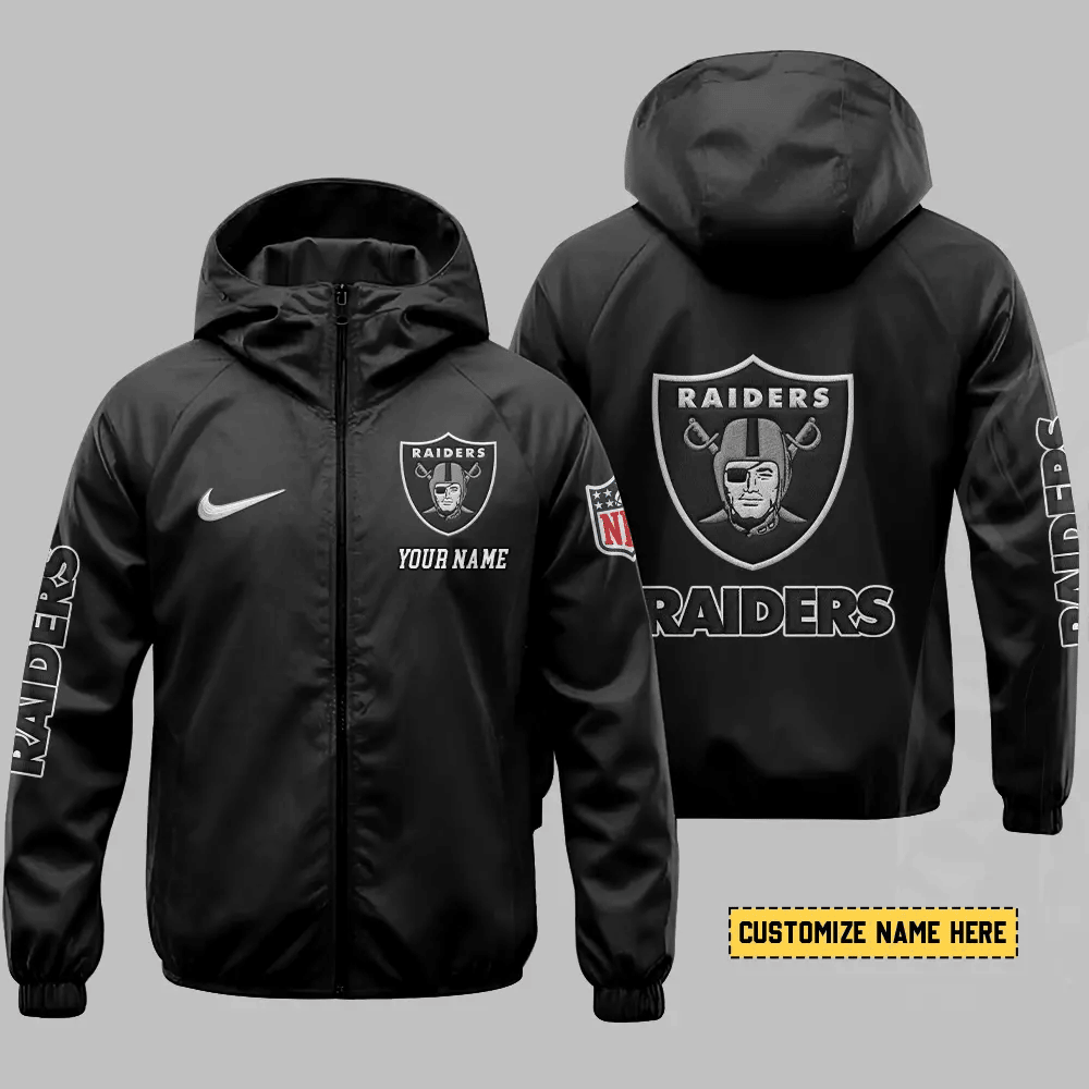 Las Vegas Raiders Hooded Full Zip Windbreaker Jacket Pm8qtc