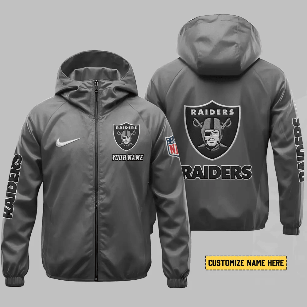 Las Vegas Raiders Hooded Full Zip Windbreaker Jacket Pm8qtc