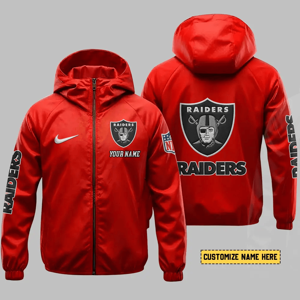 Las Vegas Raiders Hooded Full Zip Windbreaker Jacket Pm8qtc