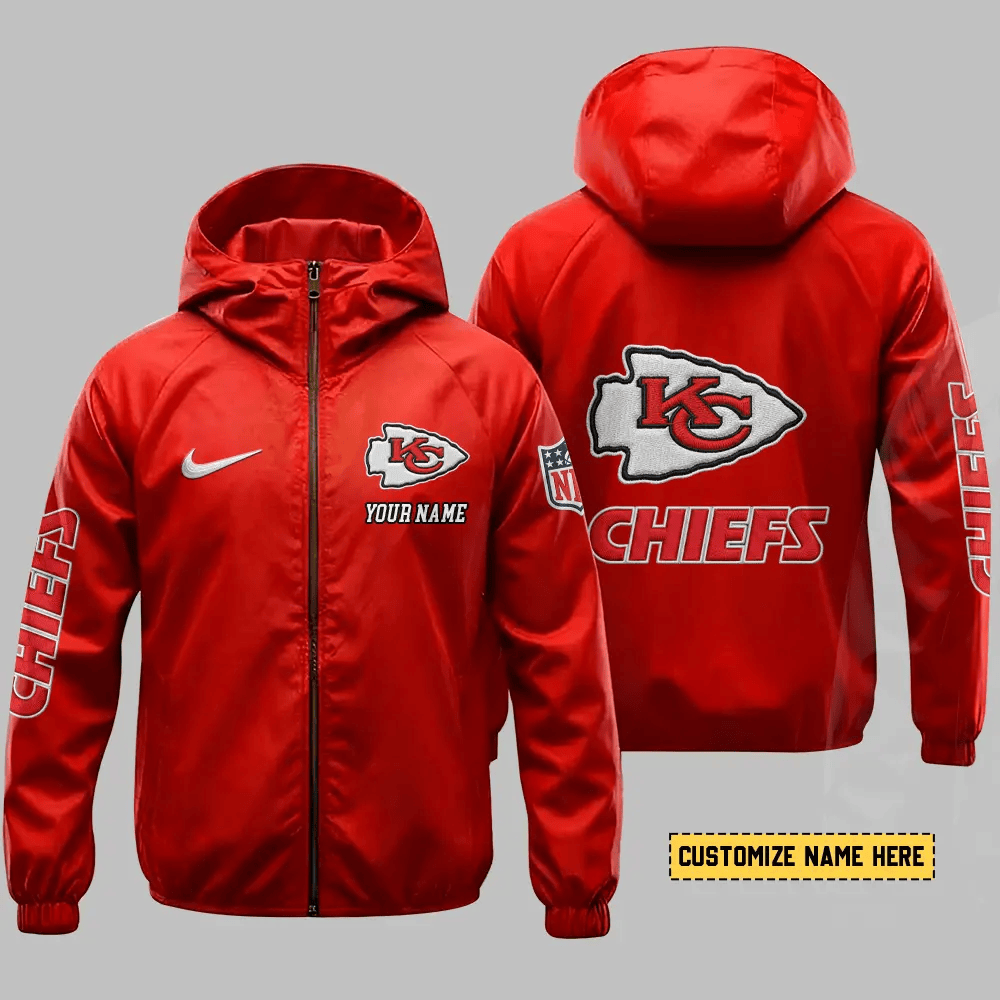 Kansas City Chiefs Hooded Full Zip Windbreaker Jacket P2frdh