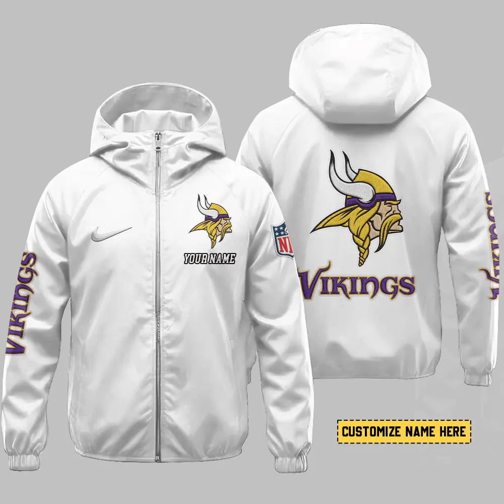 Minnesota Vikings Hooded Full Zip Windbreaker Jacket Pdhrsp