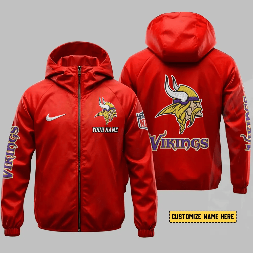 Minnesota Vikings Hooded Full Zip Windbreaker Jacket Pdhrsp