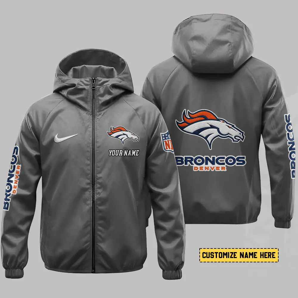 Denver Broncos Hooded Full Zip Windbreaker Jacket Purk77