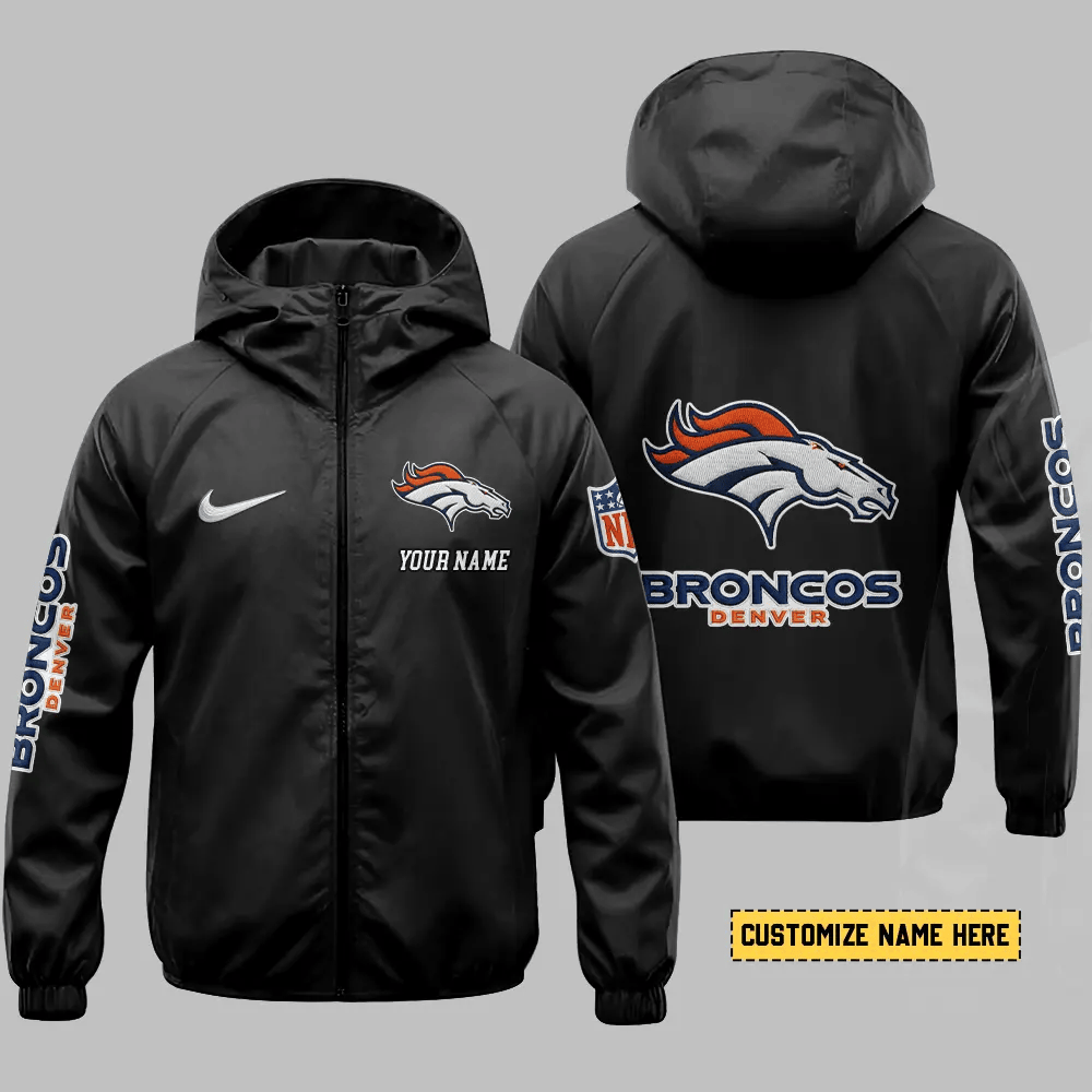 Denver Broncos Hooded Full Zip Windbreaker Jacket Purk77