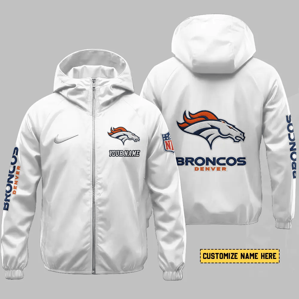 Denver Broncos Hooded Full Zip Windbreaker Jacket Purk77