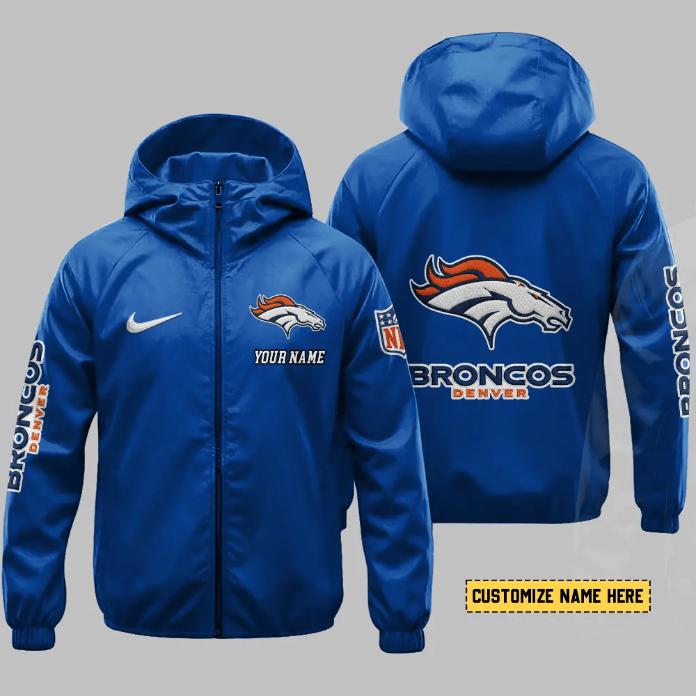 Denver Broncos Hooded Full Zip Windbreaker Jacket Purk77